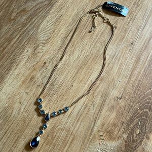 Givench Swarovski Crystal Drop Necklace (Blue)